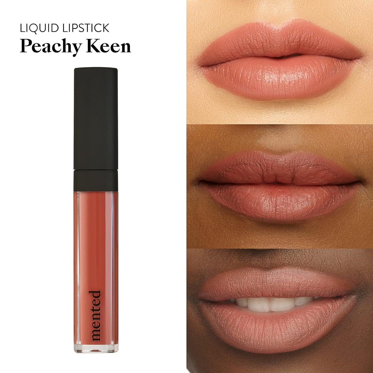 Mented Cosmetics Liquid Lipstick for Women, Velvet Matte Red Lipstick, Waterproof Lip Gloss, Tint, Stain Long Lasting Hydrating Moisturizing, Smudgeproof, Vegan, Peachy Keen