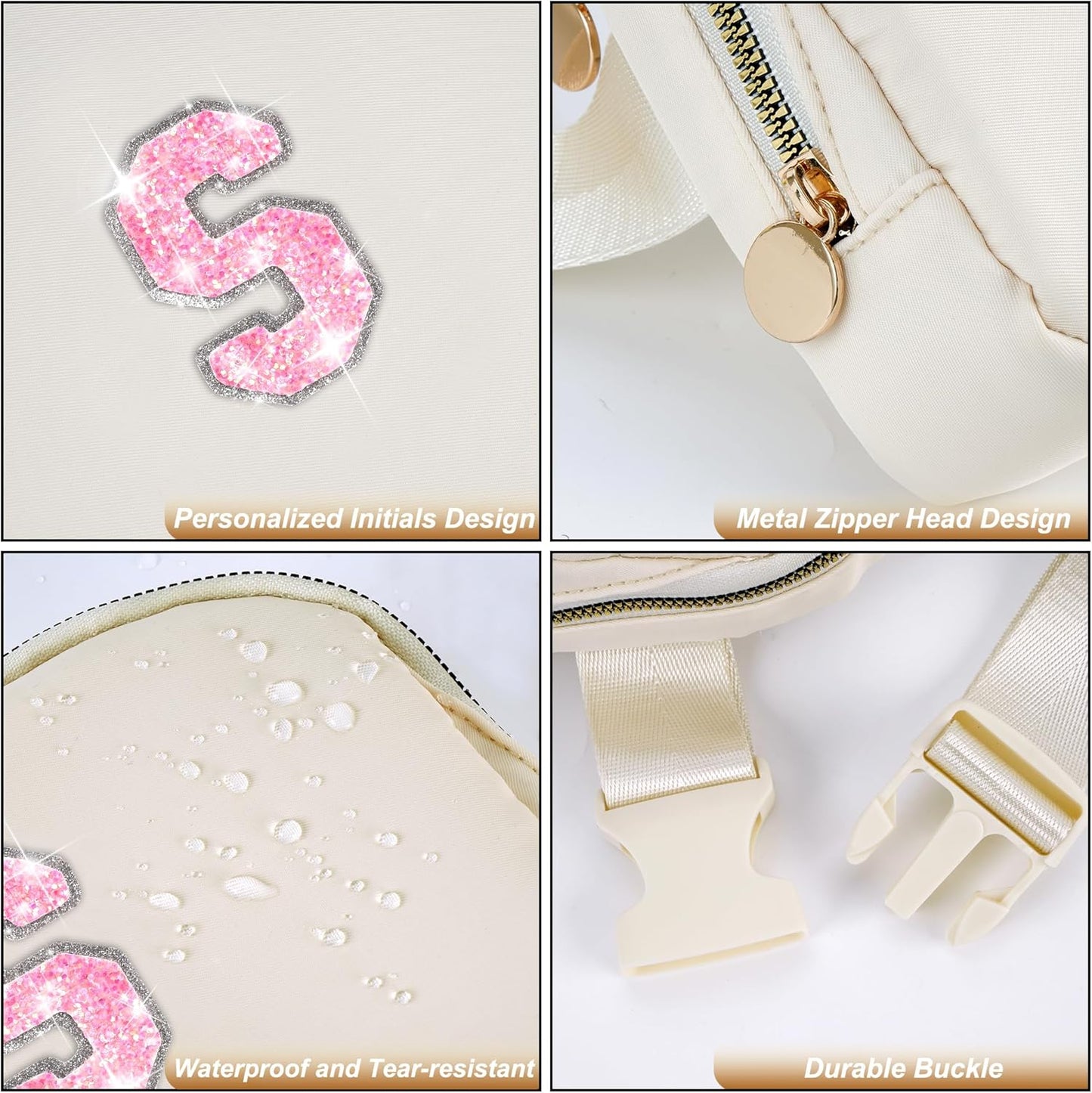 Gifts for Girls Teens Kids - Birthday Gifts for Daughter Sister Her,Teen Girl Essentials,Travel Essentials,Cute Teen Trendy Stuff Waist Packs Belt Bag Crossbody Bag | Cream,Initial S