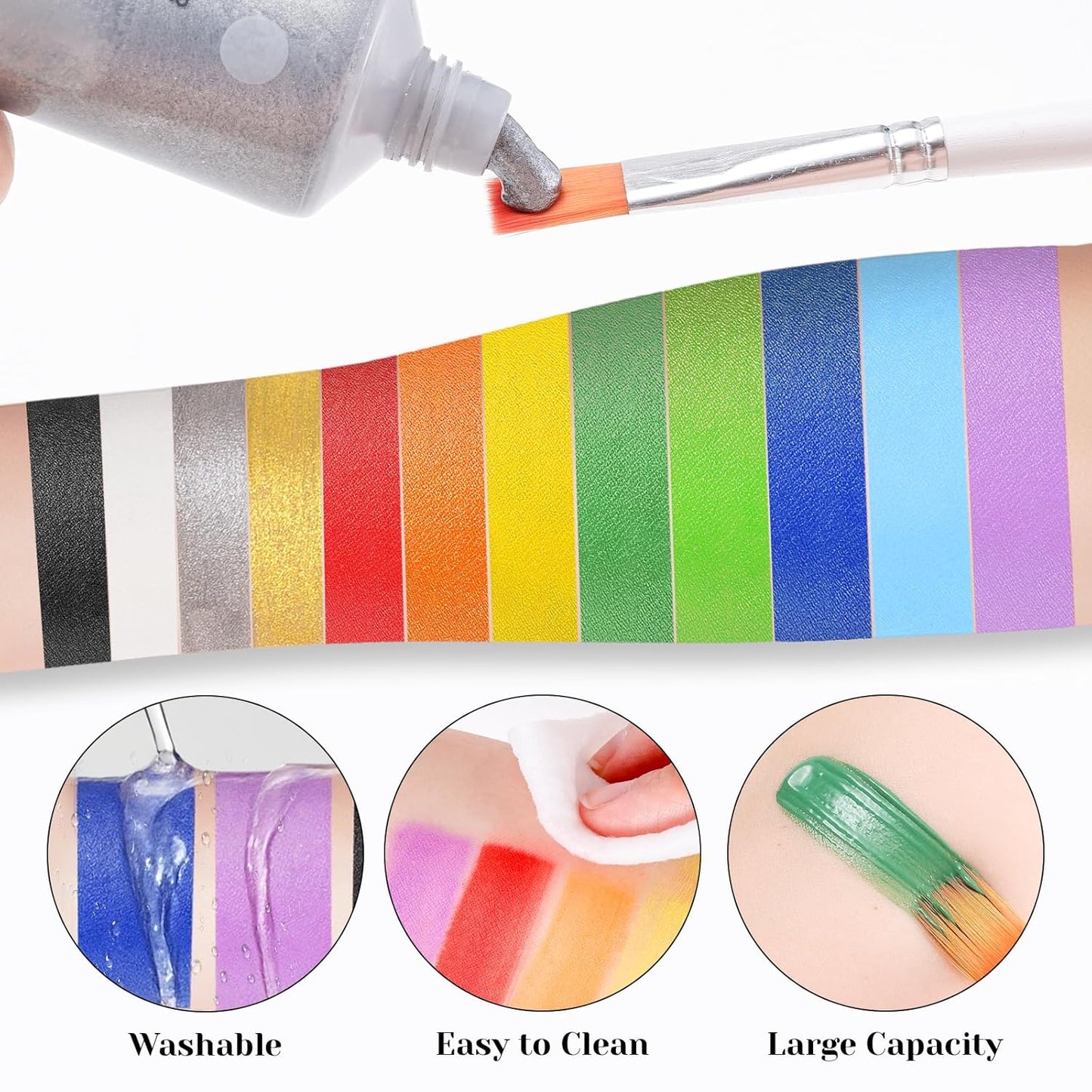 Light Green Face Paint 70ml - Non-Toxic Washable Body Paint for Halloween Witch Makeup, Water-Based Highly Pigmented Face Body Paint for Halloween SFX Cosplay Makeup ,Costume Events,Party