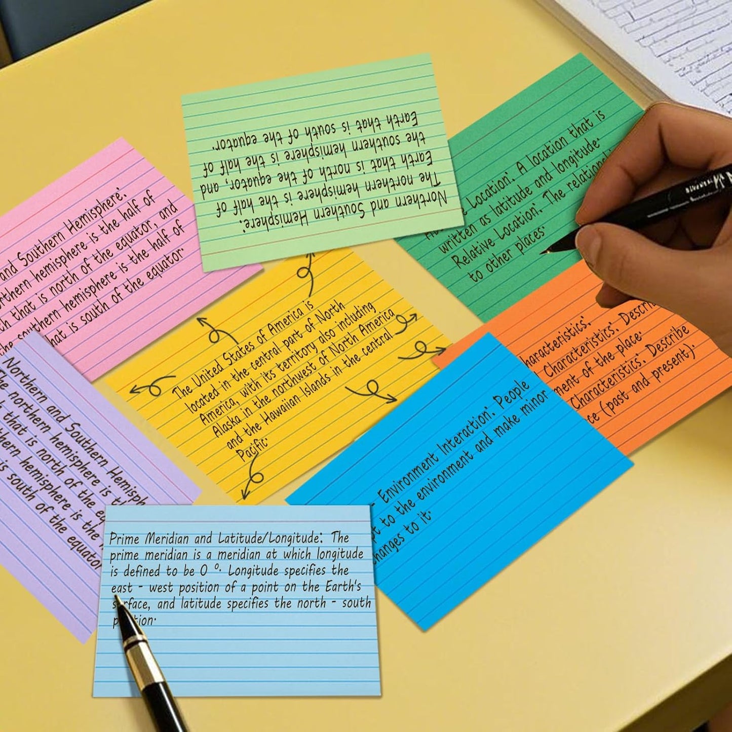 Koogel Index Cards 4x6 Inch, 180 Count, Colored Large Flash Card for Studying, Heavy Notecard Note Taking for School Students Teachers College Office Home Supplies, 9 Assorted Colors