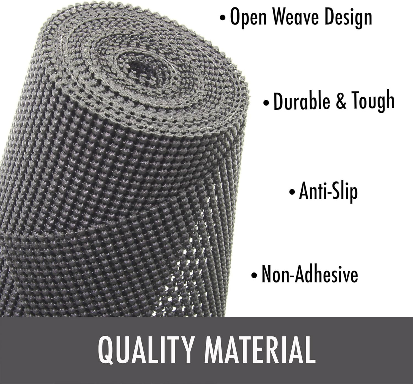 Con-Tact Brand Beaded Grip Durable Non-Adhesive Non-Slip Shelf and Drawer Liner, 12" x 20', Cool Gray