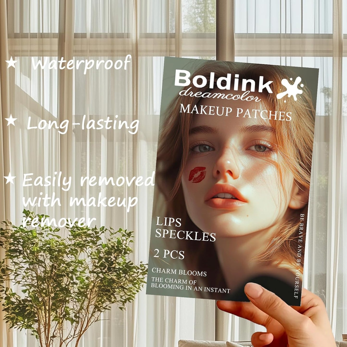 2pcs Makeup Stickers, Waterproof Face Lips Temporary Tattoo Stickers, Masquerade Stickers, Wedding Face Makeup Stickers for Women.