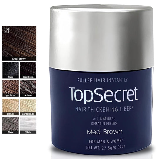 Top Secret Hair Thickening Building Fibers Refills - Undetectable & Natural Hair Filler - for Men & Women - Instantly Fill In Fine Thinning Hair - Weather & Sweat Resistant (Medium Brown, Travel)