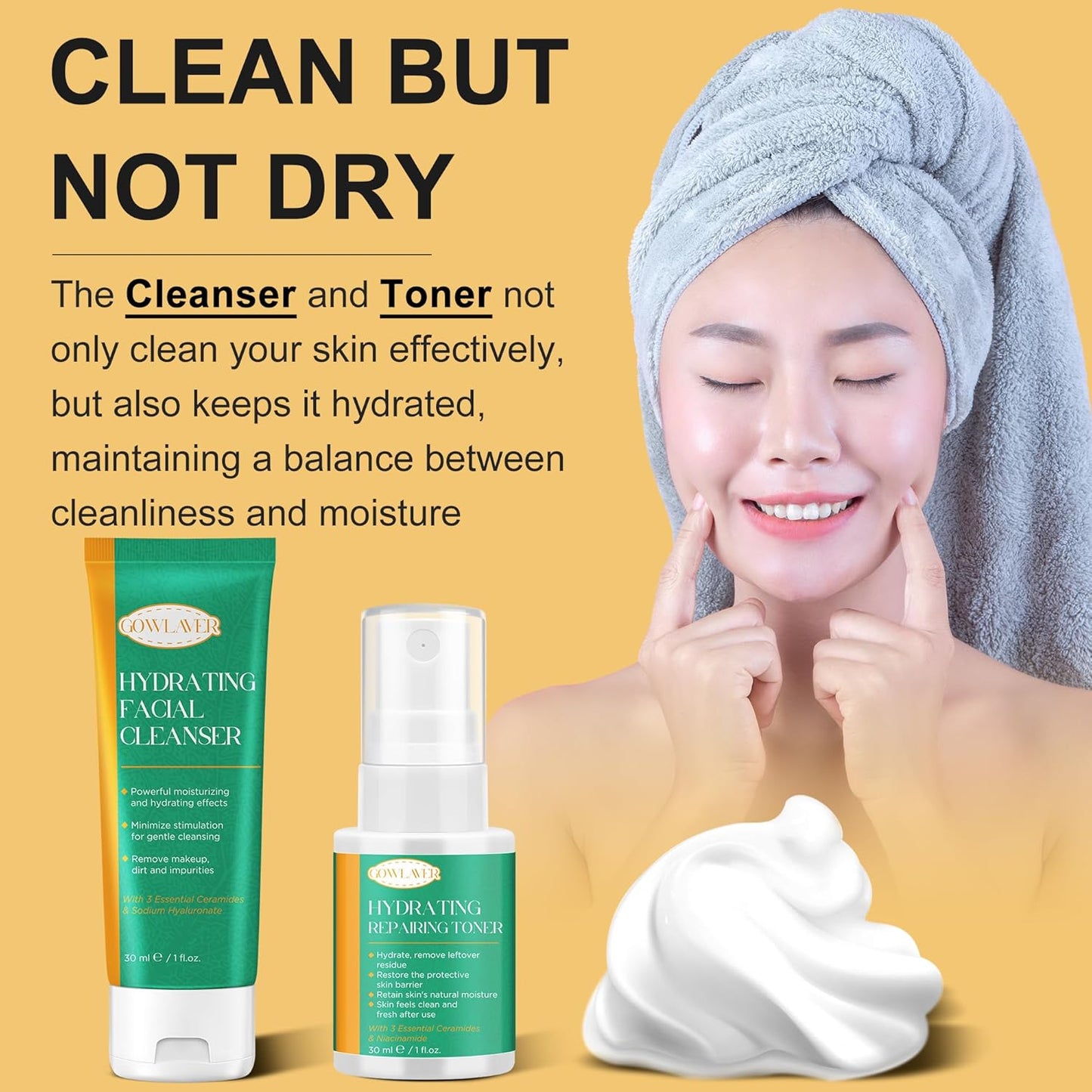 Skin Care Set for Women Teen 6 Pcs - Hydrating & Anti-Aging Facial Routine Skincare Products,Cleanser,Toner,Retinol Serum,Niacinamide Hyaluronic Acid Serum & Face Cream - Gifts Women Christmas