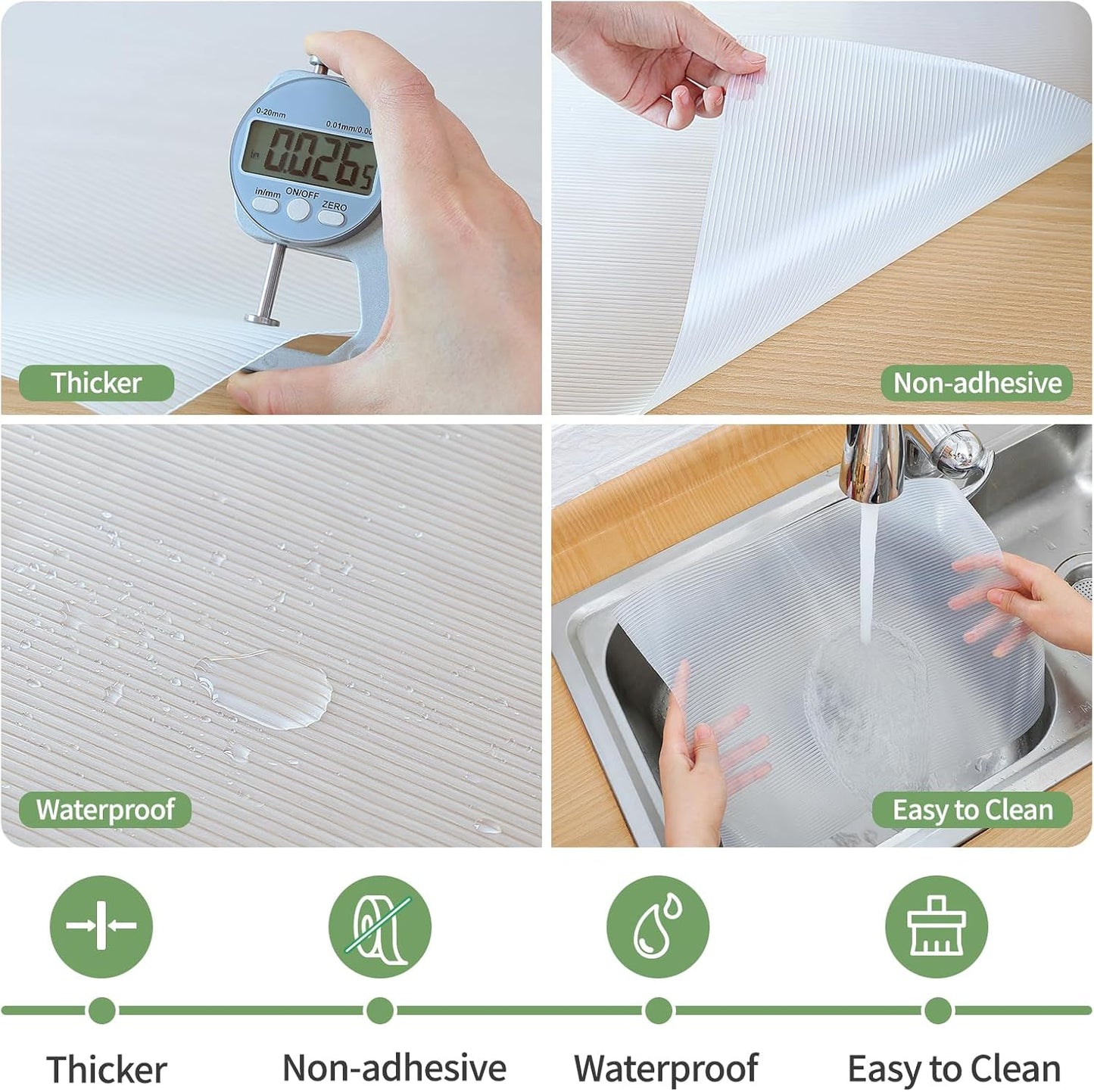 Shelf Liners 32 inch x 20 ft Shelf Liners for Kitchen cabinets nonstick Shelf Lining Drawer Mats EVA Protector for Cupboard (Clear Ribbed,32 inch x 20 ft)