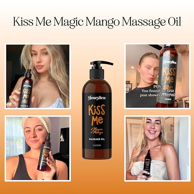 Mango Sensual Massage Oil for Couples - Alluring Tropical Full Body Massage Oil for Date Night and Nourishing Body Moisturizer with Sweet Almond - Vegan Non Staining Non Greasy Smooth Gliding Formula