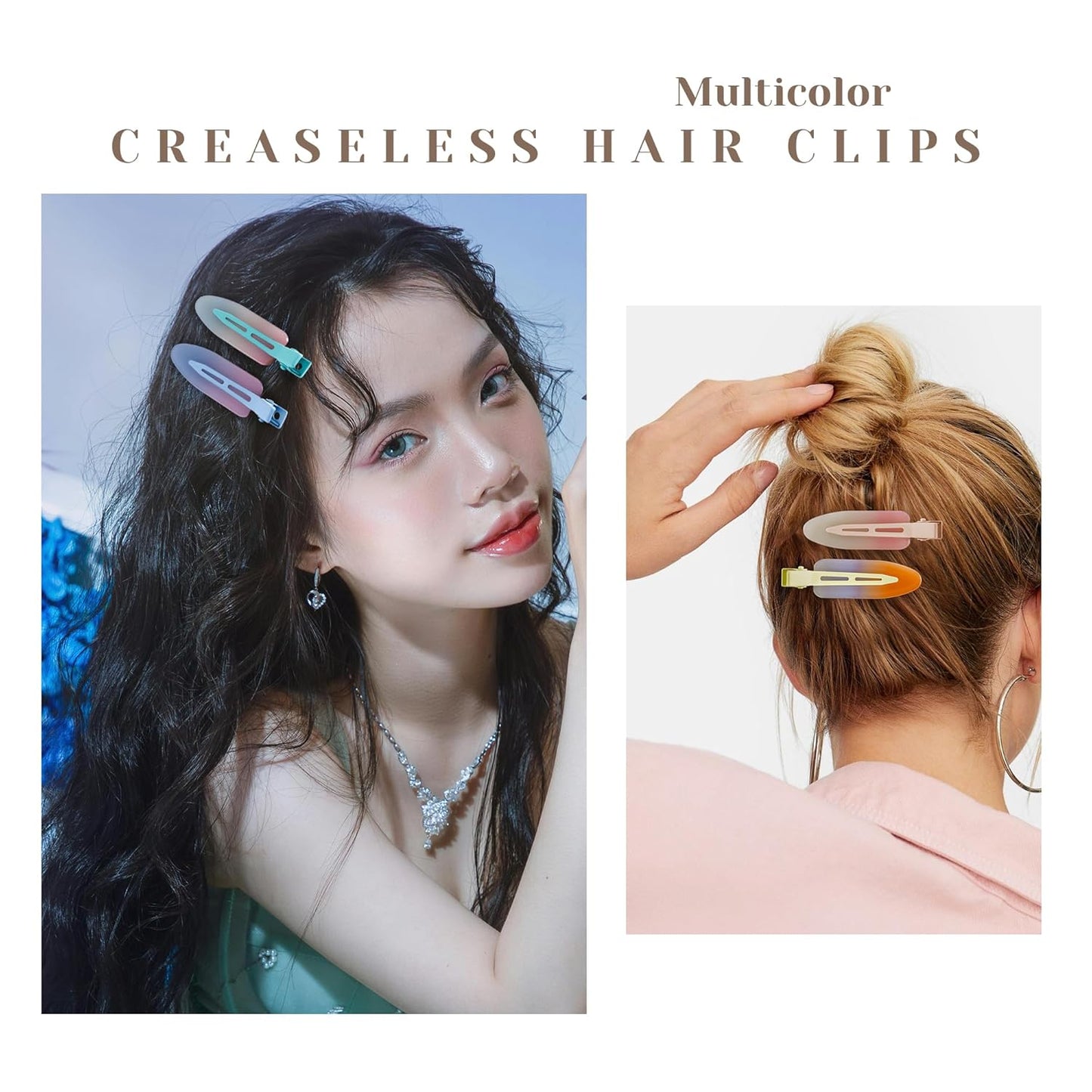 10 Pcs Creaseless No Crease No Bend Flat Hair Clips For Styling Non Slip Makeup Clips For Women Salon Hairstyle,Assorted Blue Green Red