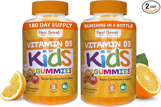 Feel Great Kids Vitamin D3 1000 D3 Gummies 2 Pack