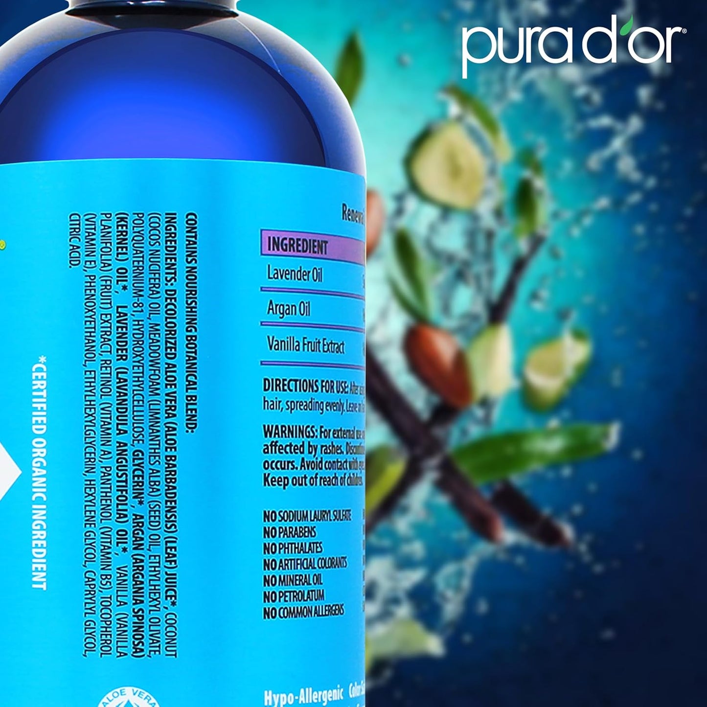 PURA D'OR 16 Oz Renewal Argan Oil Conditioner – Sulfate-Free, Hydrating, Frizz Control, Color-Safe, with Organic Aloe Vera & Argan Oil, Nourishing & Strengthening for Dry, Damaged Hair