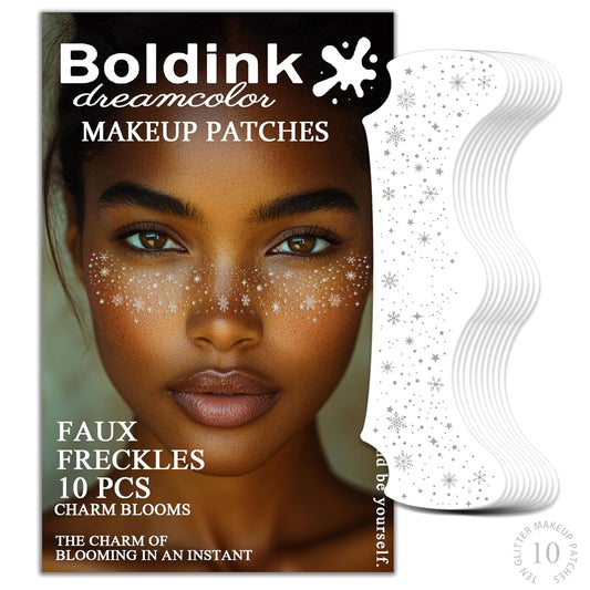 10 Pcs Makeup Patches - Glitter Freckles, Waterproof Face Glitter Speckles, Temporary Face Freckles (Silver Snowflake)