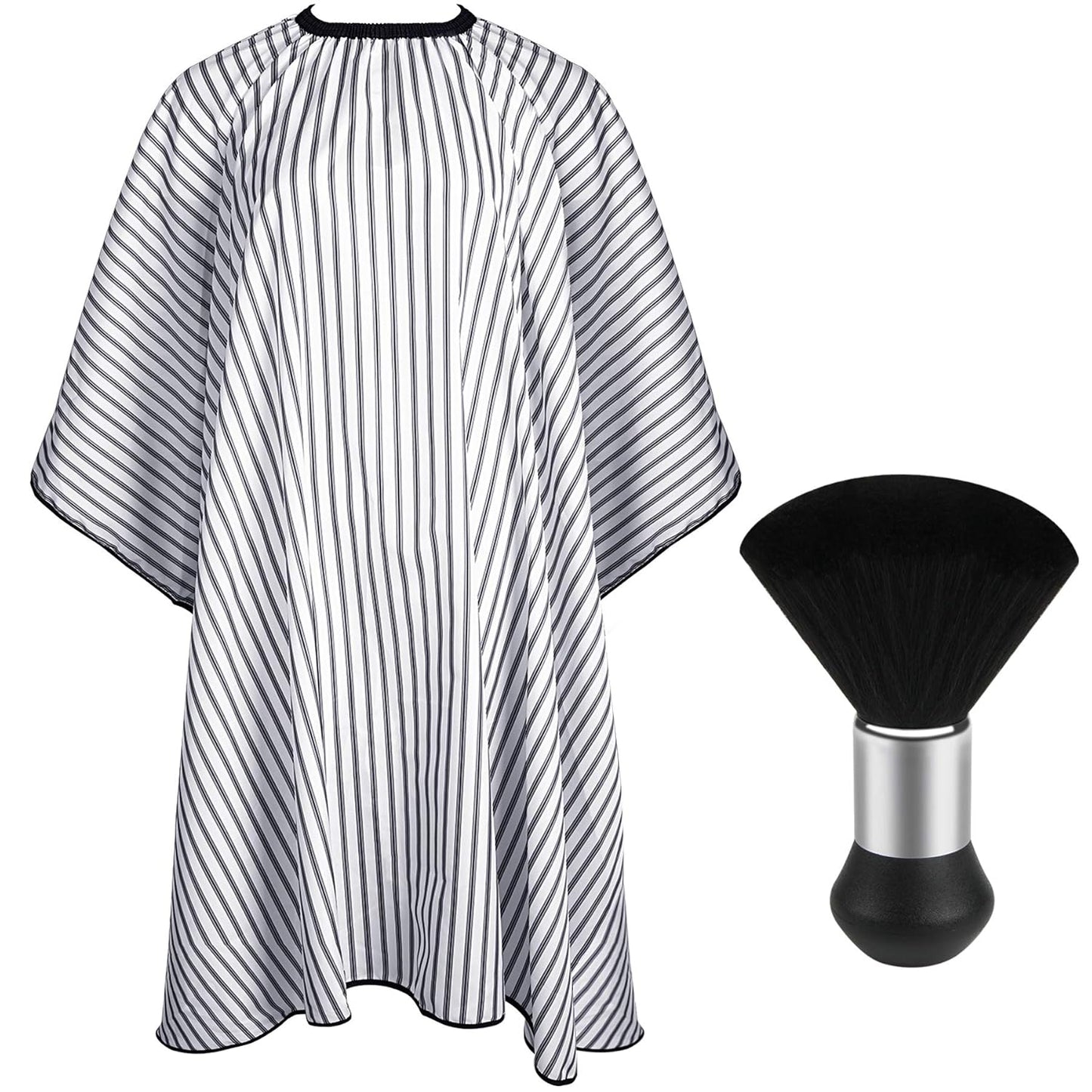 FEBSNOW Professional Hair Cutting Cape with Neck Duster Brush, Salon Barber Cape, Hair Cutting Accessories (Stripe)…
