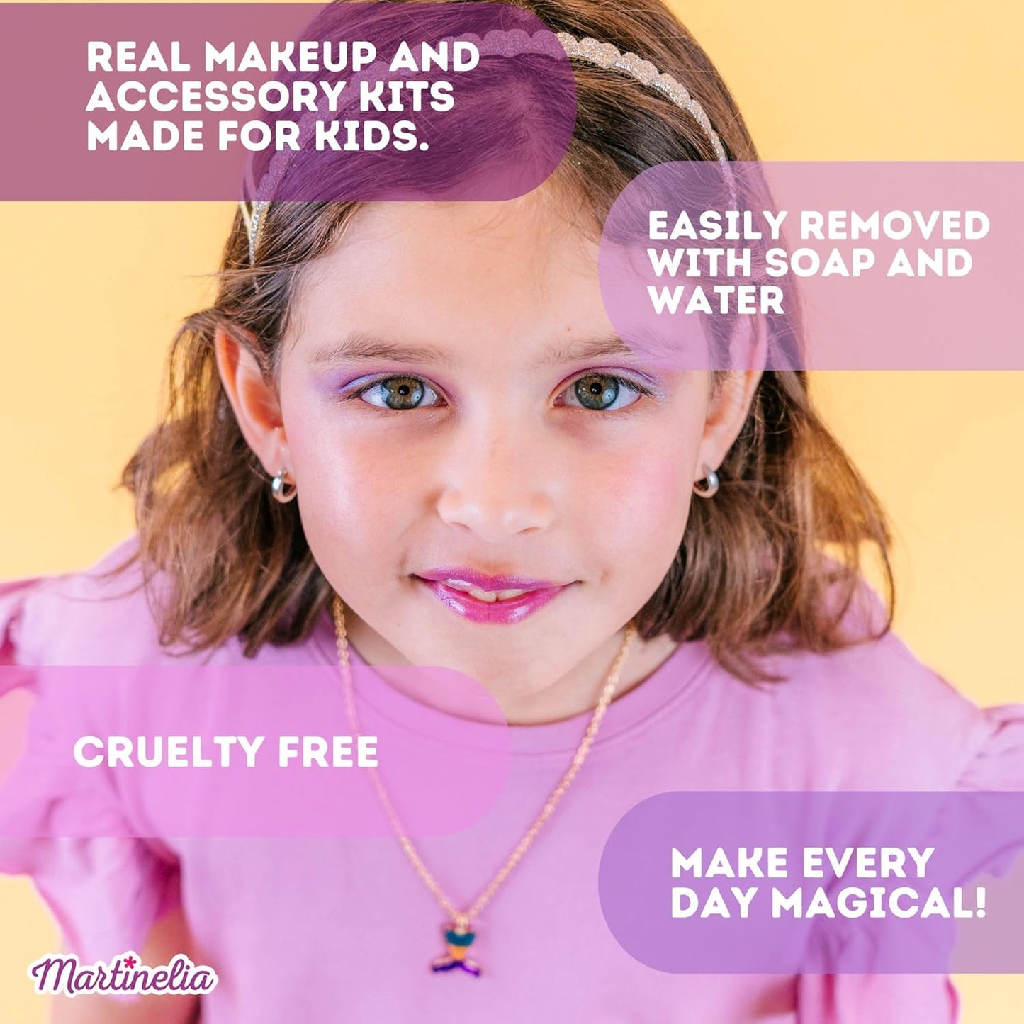 Martinelia Super Girl My Secret Diary Kids Makeup Set- Vanity Kit with Brushes, Eyeshadow, Blush & Lip Gloss- Non Toxic Play Make Up for Girls 5-12