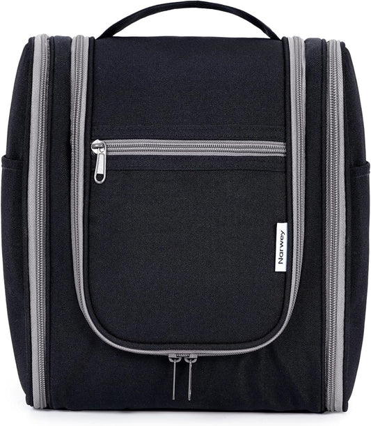 Narwey Small Hanging Travel Toiletry Bag Cosmetic Make Up Organizer for Women and Men (Medium, Black)