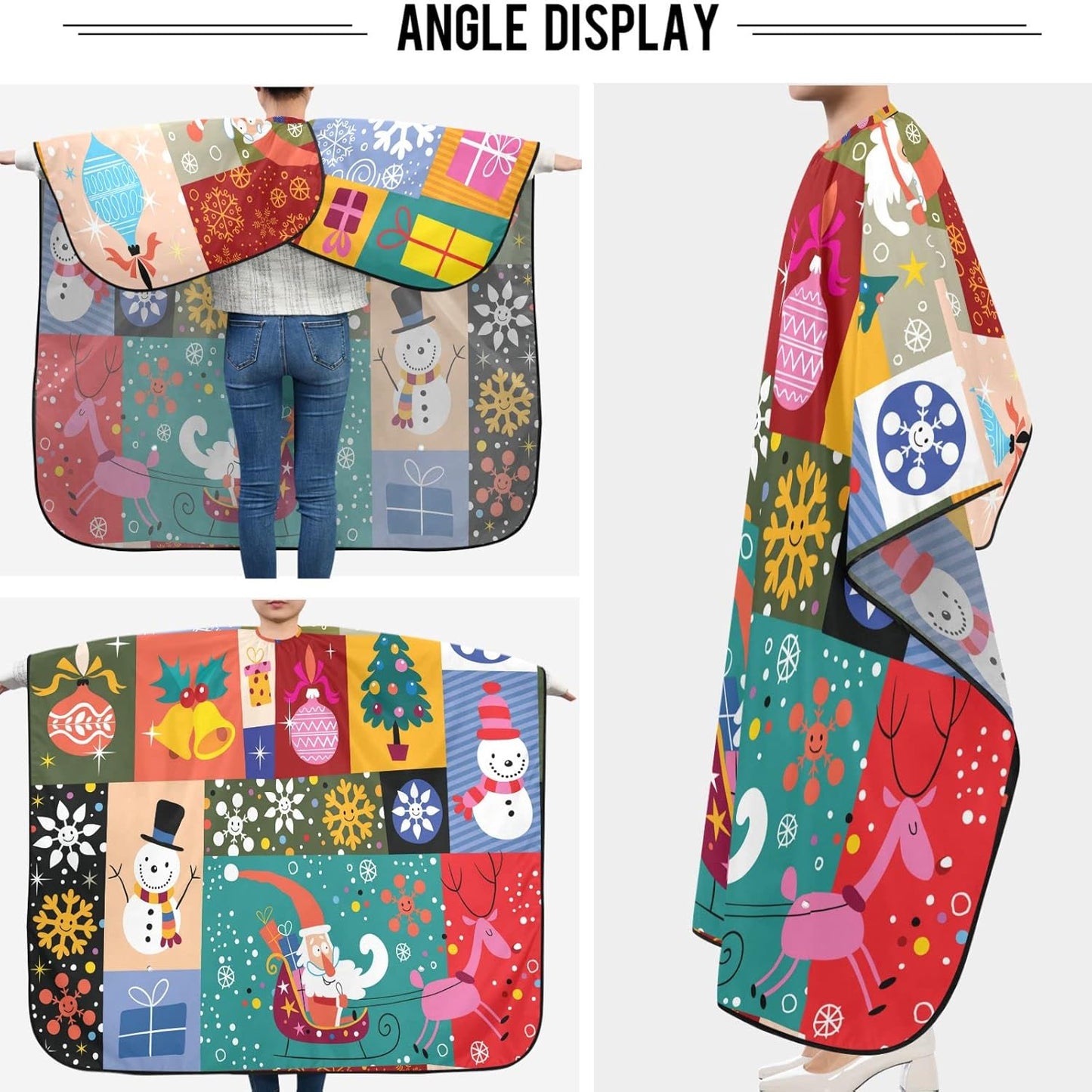 visesunny Barber Cape Christmas Stylish Pattern Polyester Hair Cutting Salon Cape Apron Anti-Static Haircut Water-Resistant Shaving Cloth Beard Shaving Bib Hairdressing Cape