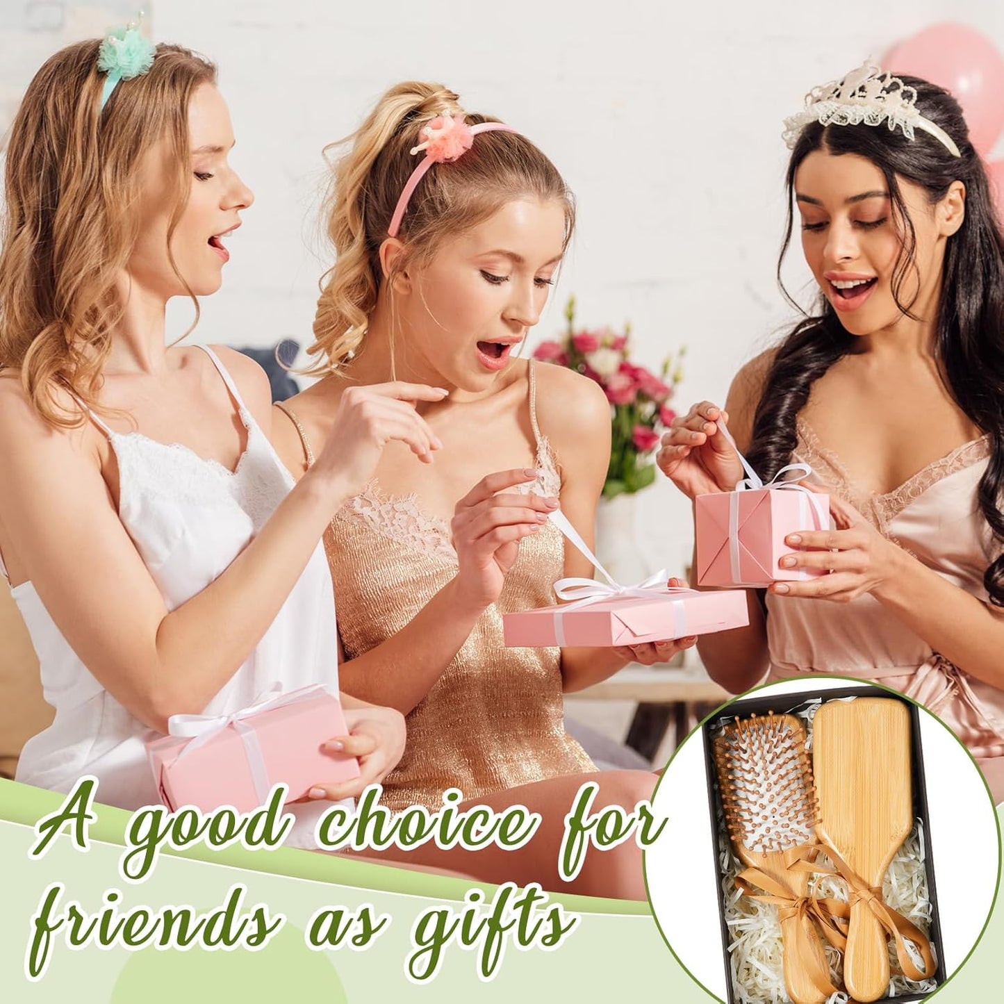 Tessco for you 12 Pcs Christmas Bamboo Hair Brushes Thanksgiving Bulk Wooden Paddle Brush Scalp Massage Bristle Anti Static Engraving DIY Gift for Women Wedding(7.87'' X 2.56'',White)