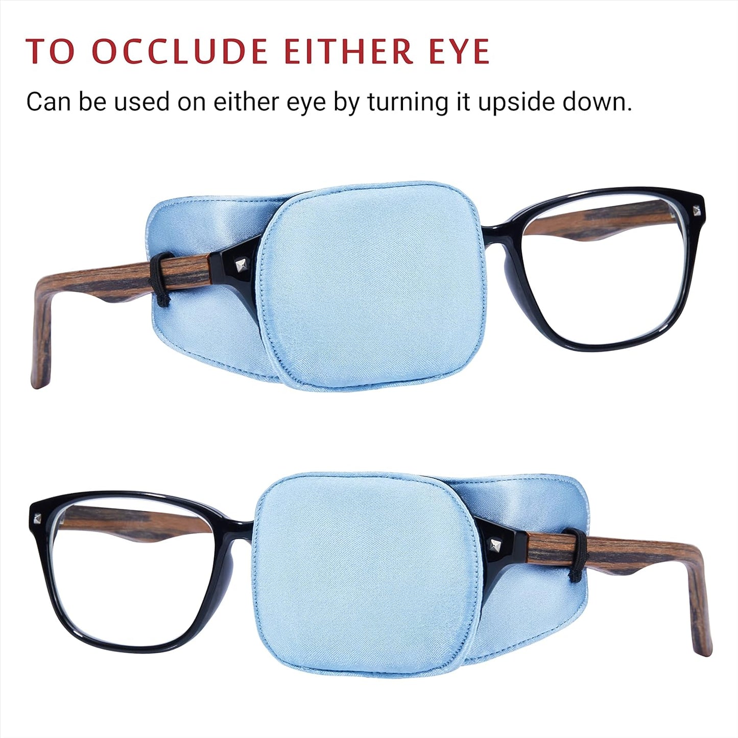 Astropic 2Pcs Silk Eye Patches for Adults Kids Glasses to Cover Either Eye (Medium, Sky Blue)