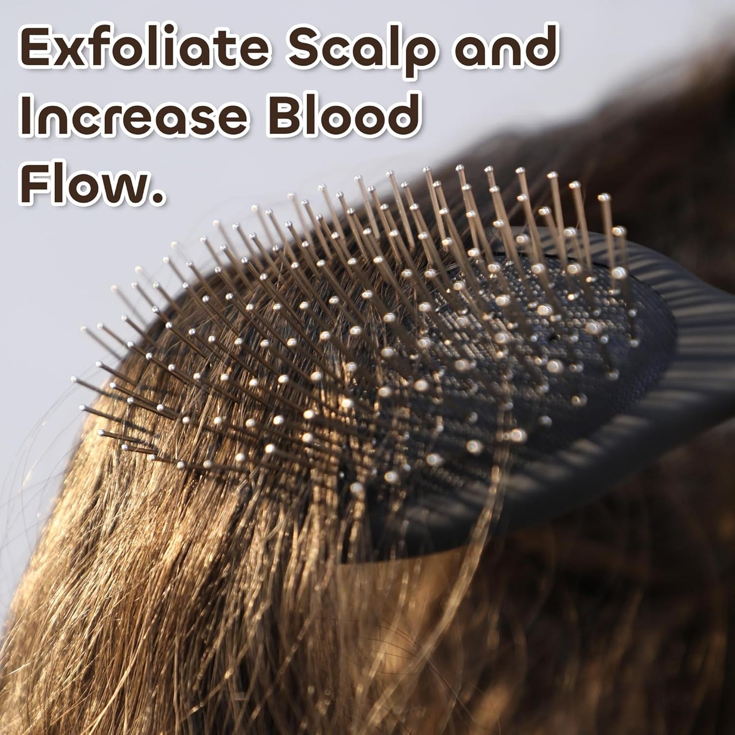 WeiLa Anti-Static Hair Brush Oval, Stainless-Steel Bristles Detangler for Wigs & Hair, ABS Handle (Rose, Regular)