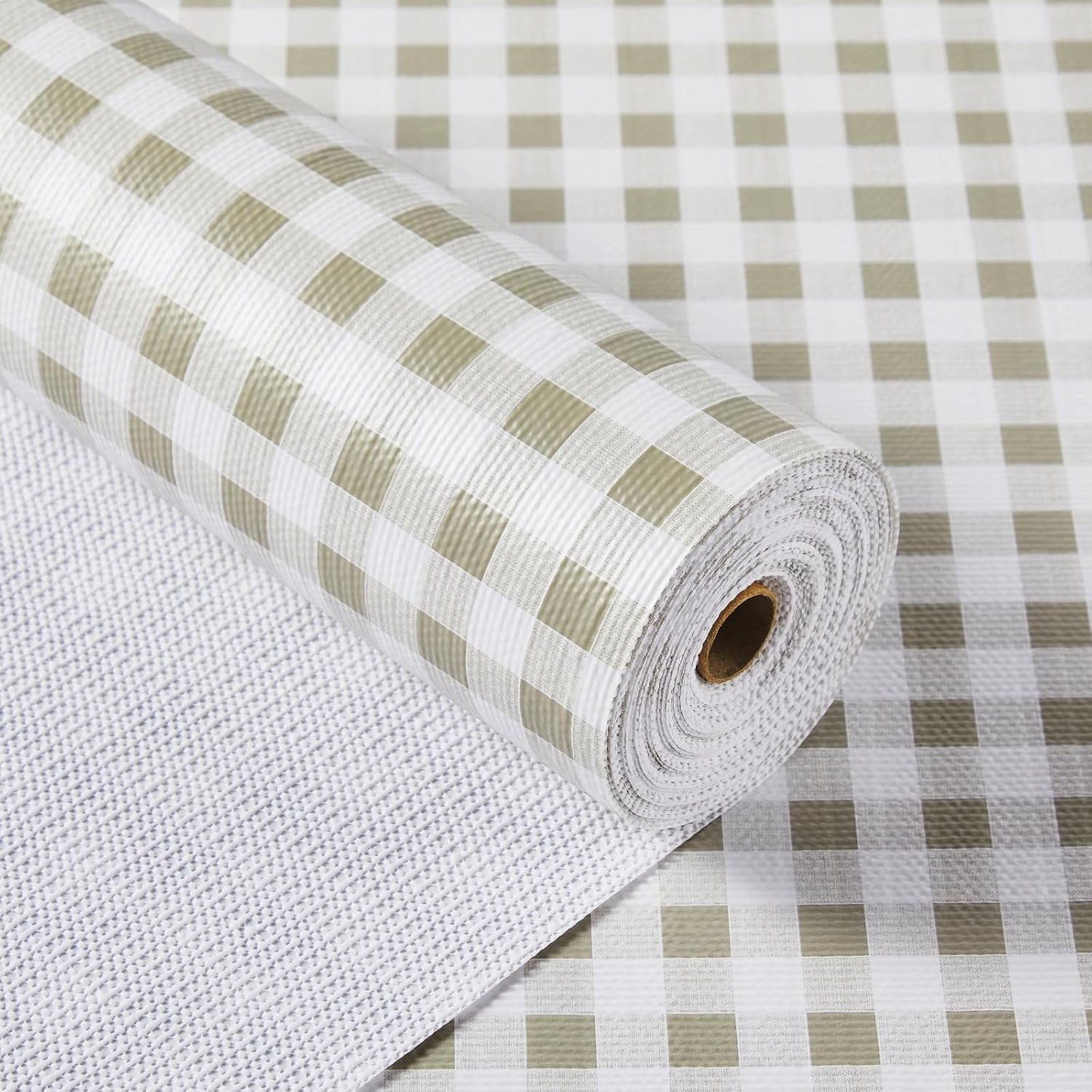 Shelf Liner for Kitchen Cabinets Non-Adhesive Non-Slip Drawer Liners for Dresser, 12" x 120" Waterproof Washable Paper, Durable Protector Mat for Pantry Shelves Cupboards, Green Plaid