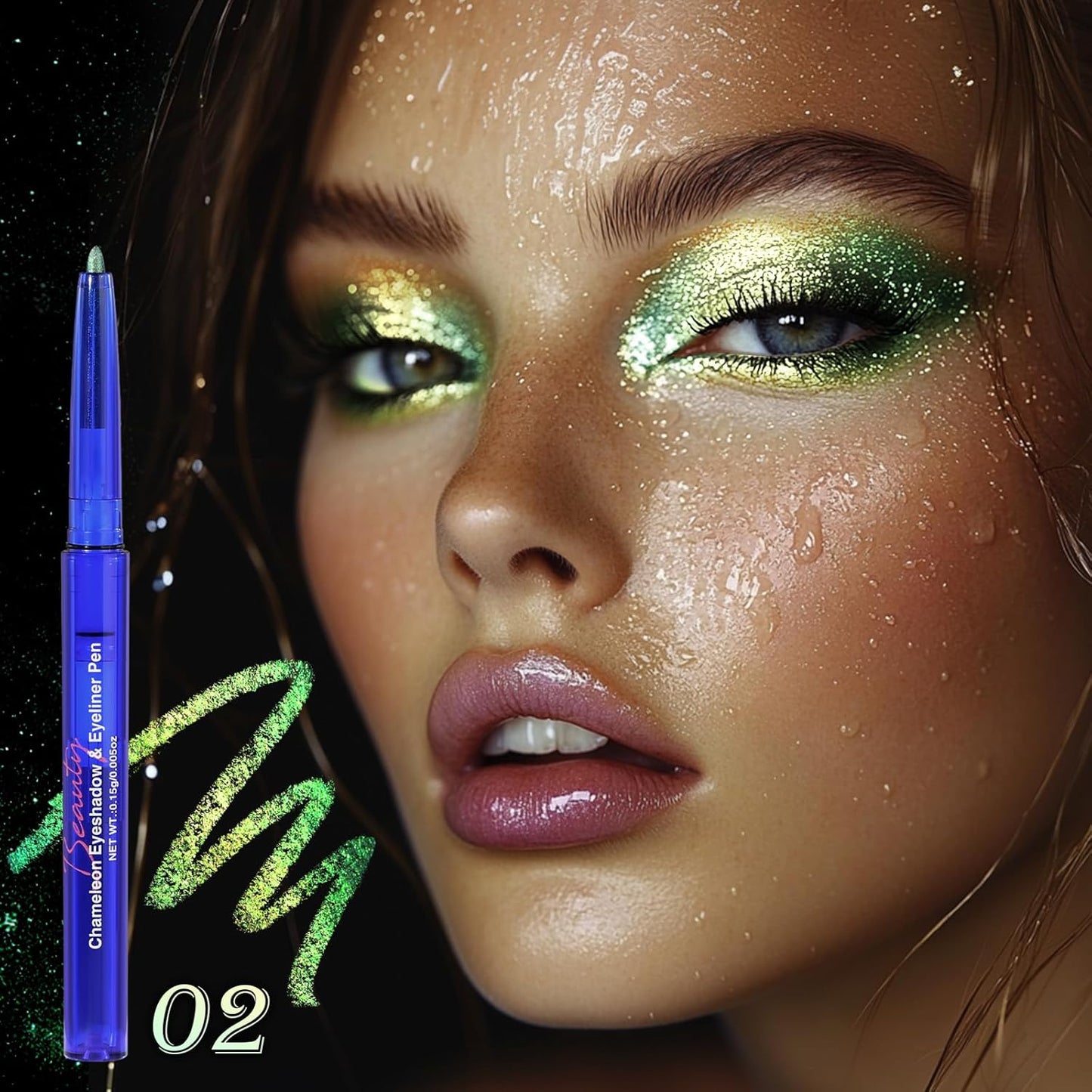 UCANBE Chameleon Eyeshadow & Eyeliner Gel Pencil-Multichrome Shifting Colors Metallic Glitter Eye Makeup,Waterproof Long-Lasting Smudge-Proof Multi-Dimensional Color (Forest Green to Chartreuse Gold)
