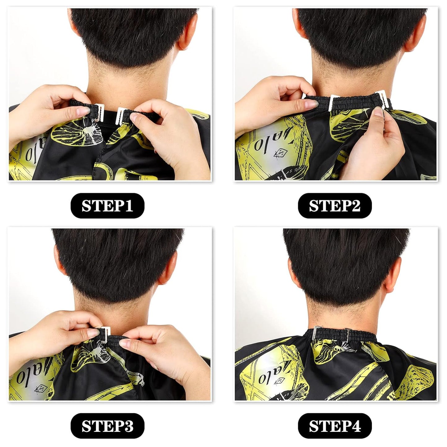 FEBSNOW Professional Hair Cutting Cape with Neck Duster Brush, Salon Barber Cape, Hair Cutting Accessories (Yellow Floral Print)