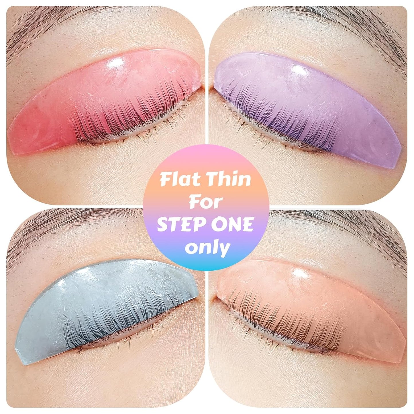 Lash Lift Shields Flat, Lomansa Korean Lash Lift Pads Super Sticky Glueless For NO.1 Perm Soften Lash Lift Rods (Colorful)