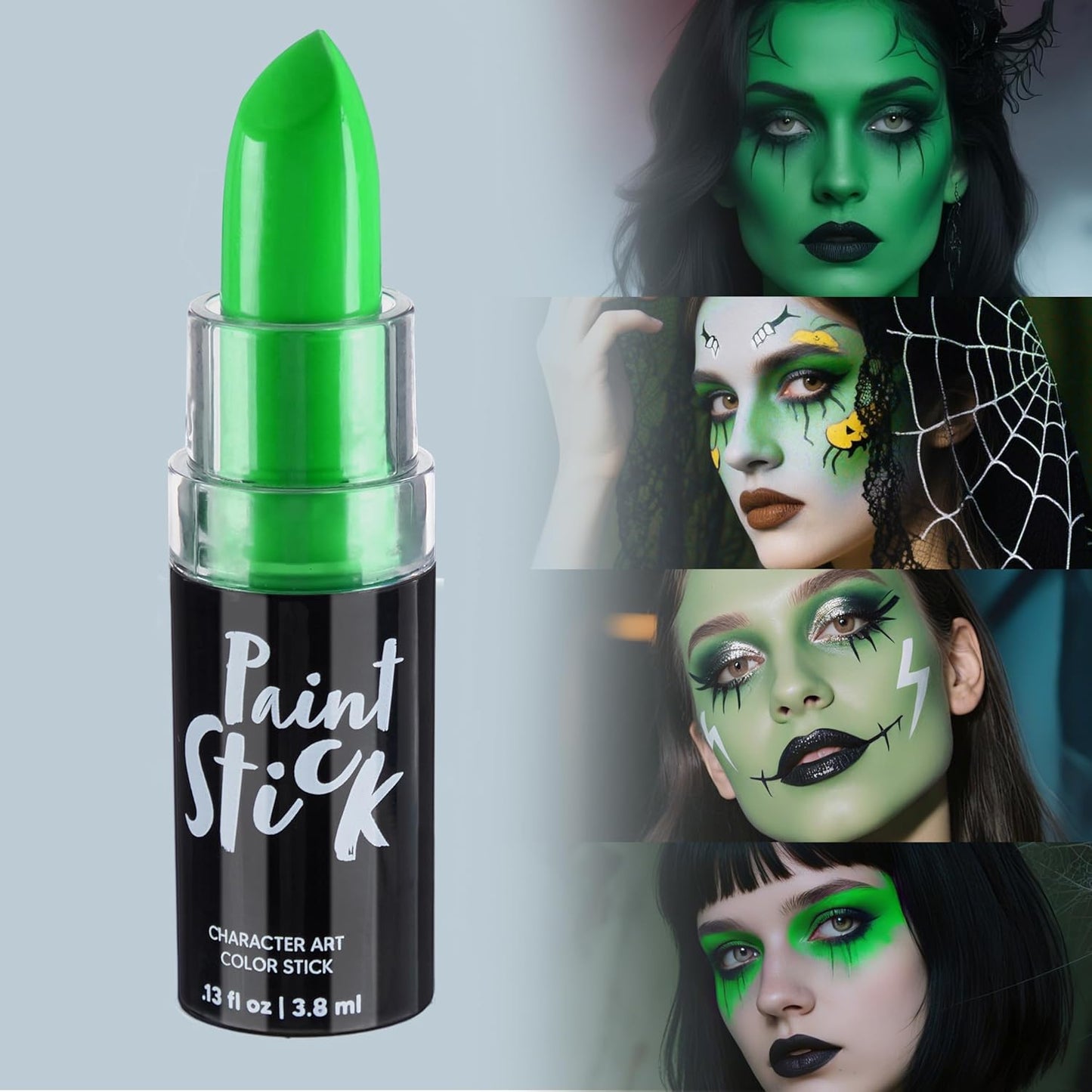 Spooktacular Creations Halloween Face Body Paint Lipstick for Adult, Clown SFX Foundation Cream Makeup for Sports Festival or Stage Makeup Cosplay Party Dress Up (0.13 Oz, Green)