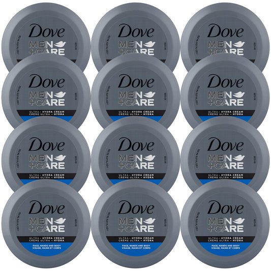 Dove Men+Care Ultra Hydra Cream - Dove Lotion, 3-In-1 Advanced Skin Care for Men, Face Cream, Hand Cream, and Body Lotion for Extremely Dry Skin, All Skin Types, 5.07 Fl Oz (Pack of 12)