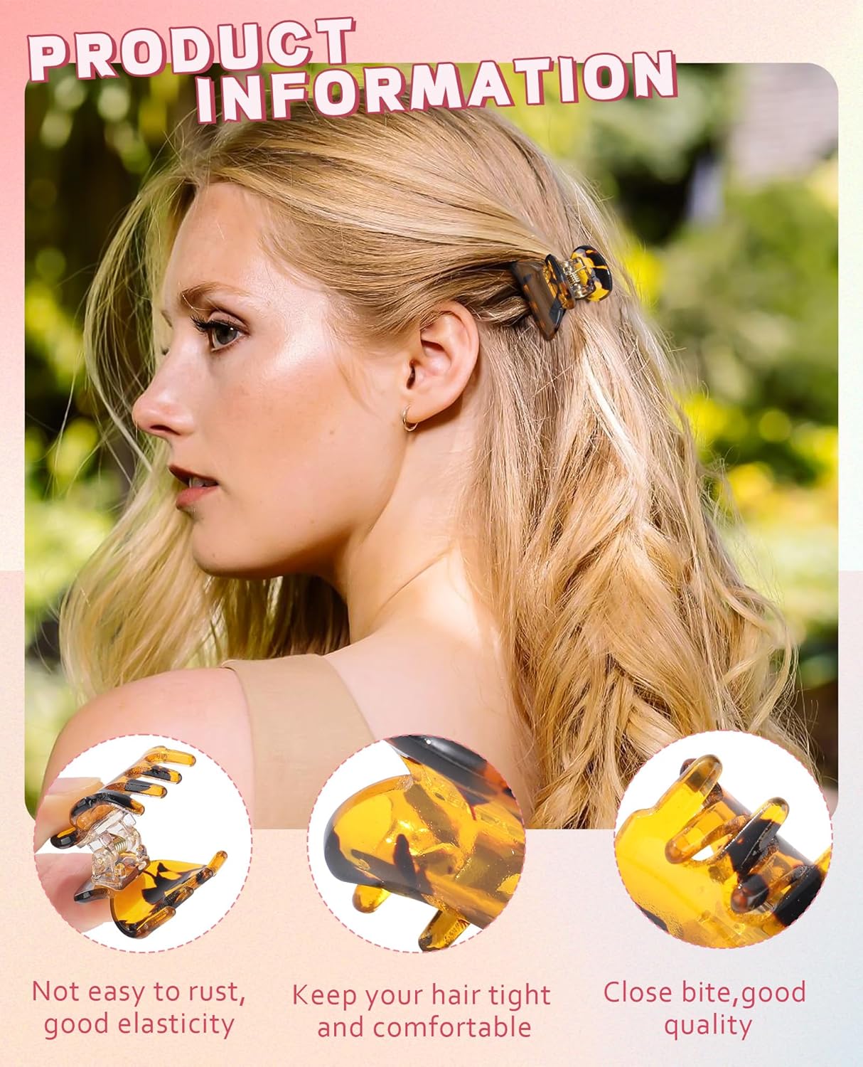Claw Hair Clips Jaw Clamps - 12PCS Small Hair Claw Jaw Clamp for Thin Hair Styling Accessories Classic Hair Clamp for Women Girls (Black+Leopard)