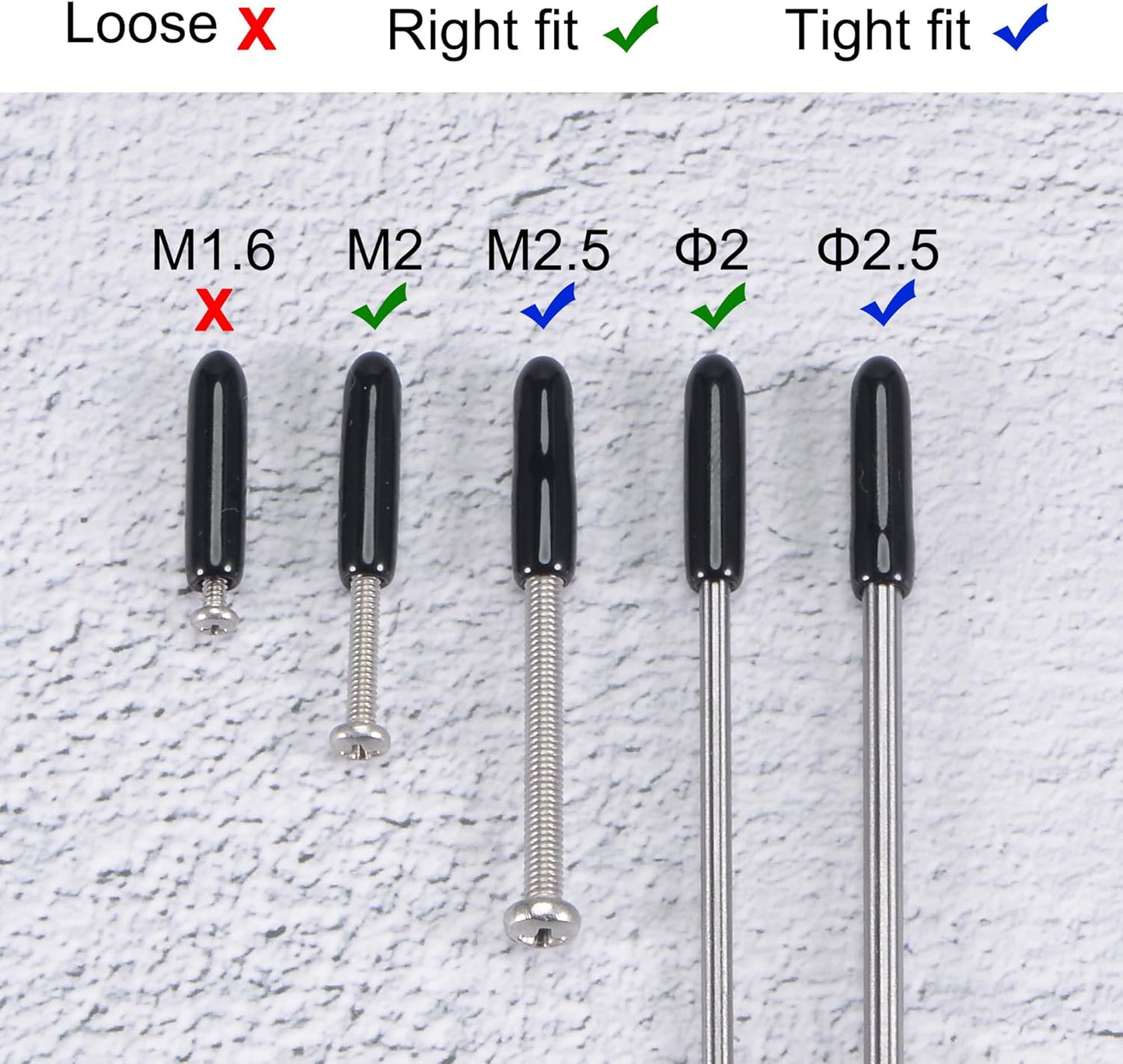 uxcell 50pcs Rubber End Caps 2mm ID Vinyl Round Tube Bolt Cap Cover Screw Thread Protectors Black