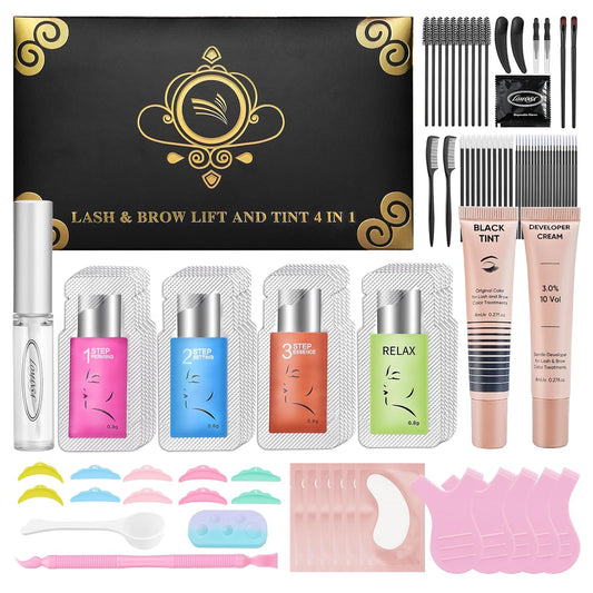 Lash Lift and Color Kit, Eyelash Perm with Lash Curls & Vibrant Black Color, Salon-Quality Results for Women Beginner Salon Use - with Lash Lift Glue