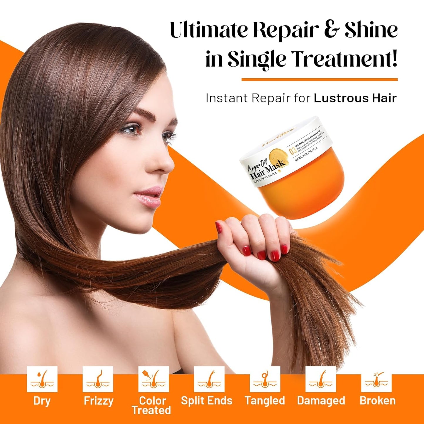 Herbishh Argan oil Hair Mask, Deep Conditioning Moisturizer for Dry & Damaged Hair, Hydrating Repair Treatment, With Coconut & Avocado oil for Curly, Frizzy and Color Treated Hair 10.1 fl.oz