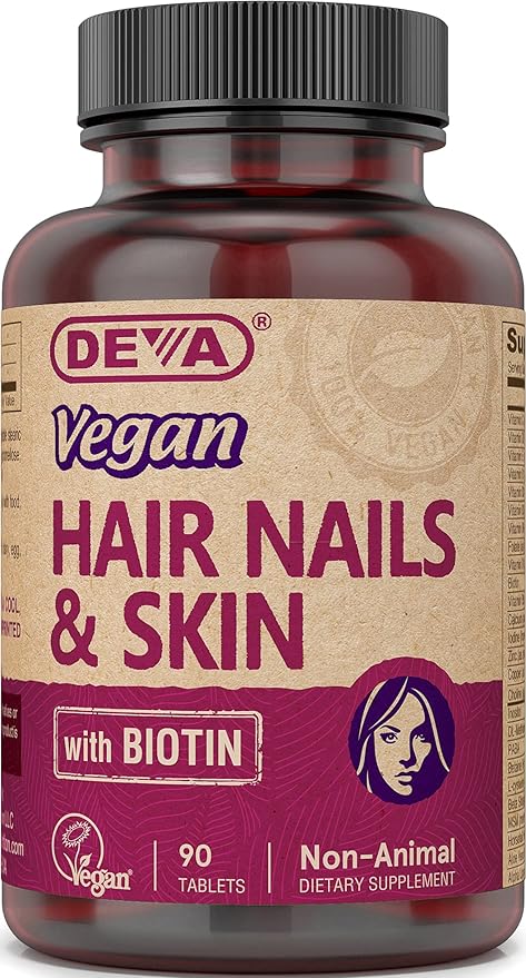 DEVA Vegan Hair, Nails & Skin Vitamins & Minerals with Biotin, Supplement, 90 Tablets