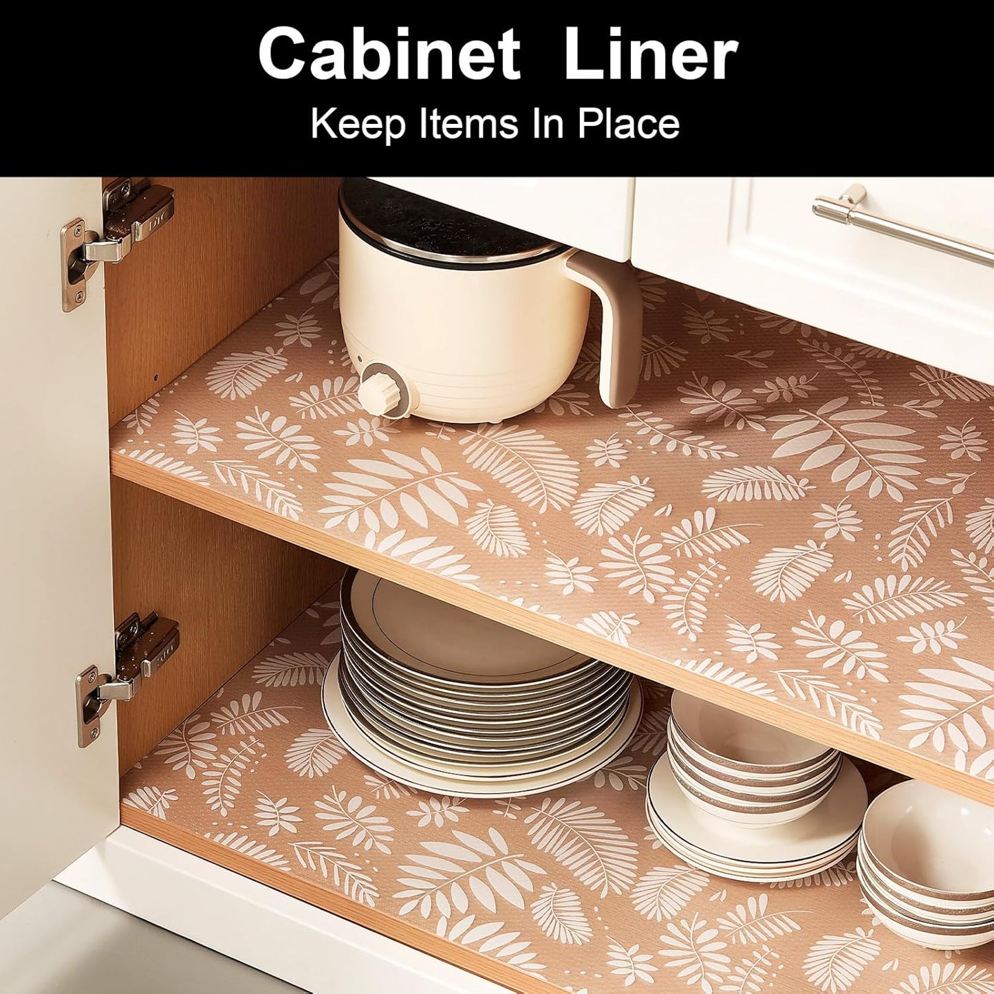 Cooyes Shelf and Drawer Liners for Kitchen Cabinets, Non Adhesive Cabinet Liner, EVA Waterproof Durable Non-Slip Drawer Mats for Shelves, Refrigerator, Storage, Desks