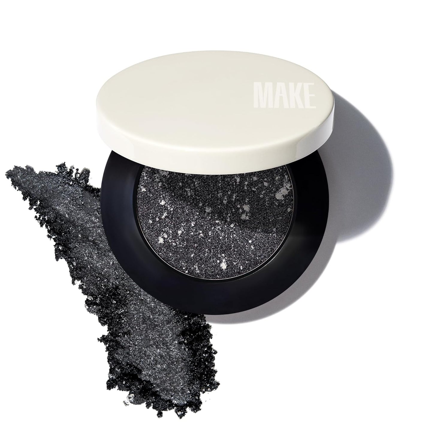 MAKE Beauty Multi-Chromatic Eye Shadow. Metal Reflecting Luminous Foil Finish Creamy, Buildable, Dimensional Long-wear, Crease-proof Powder Eyeshadow, Multichrome Shade - Onyx, Slate Grey