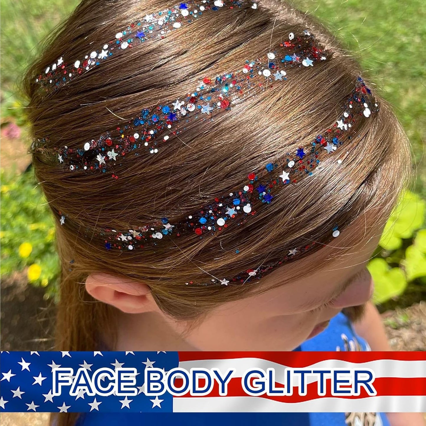 Body Glitter Gel - Halloween Costumes for Women, Sparkly Chunky Glitter Hair for Kids, Halloween Christmas Singer Concert Festival Rave Accessories (USA Pride Body Glitter)