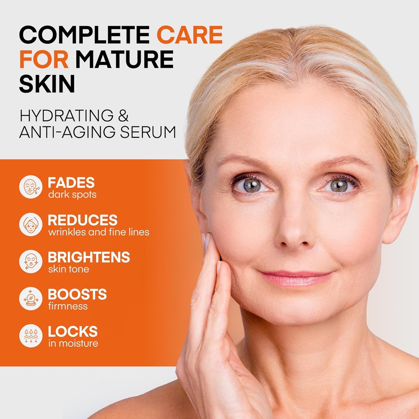 Super Vitamin C Serum for Women Over 70: Niacinamide, Vitamin C, Hyaluronic Acid, Peptides, Vitamin E, Caffeine, Bakuchiol, Hydrating, Lifting, Face Wrinkle & Age Spots Reduction