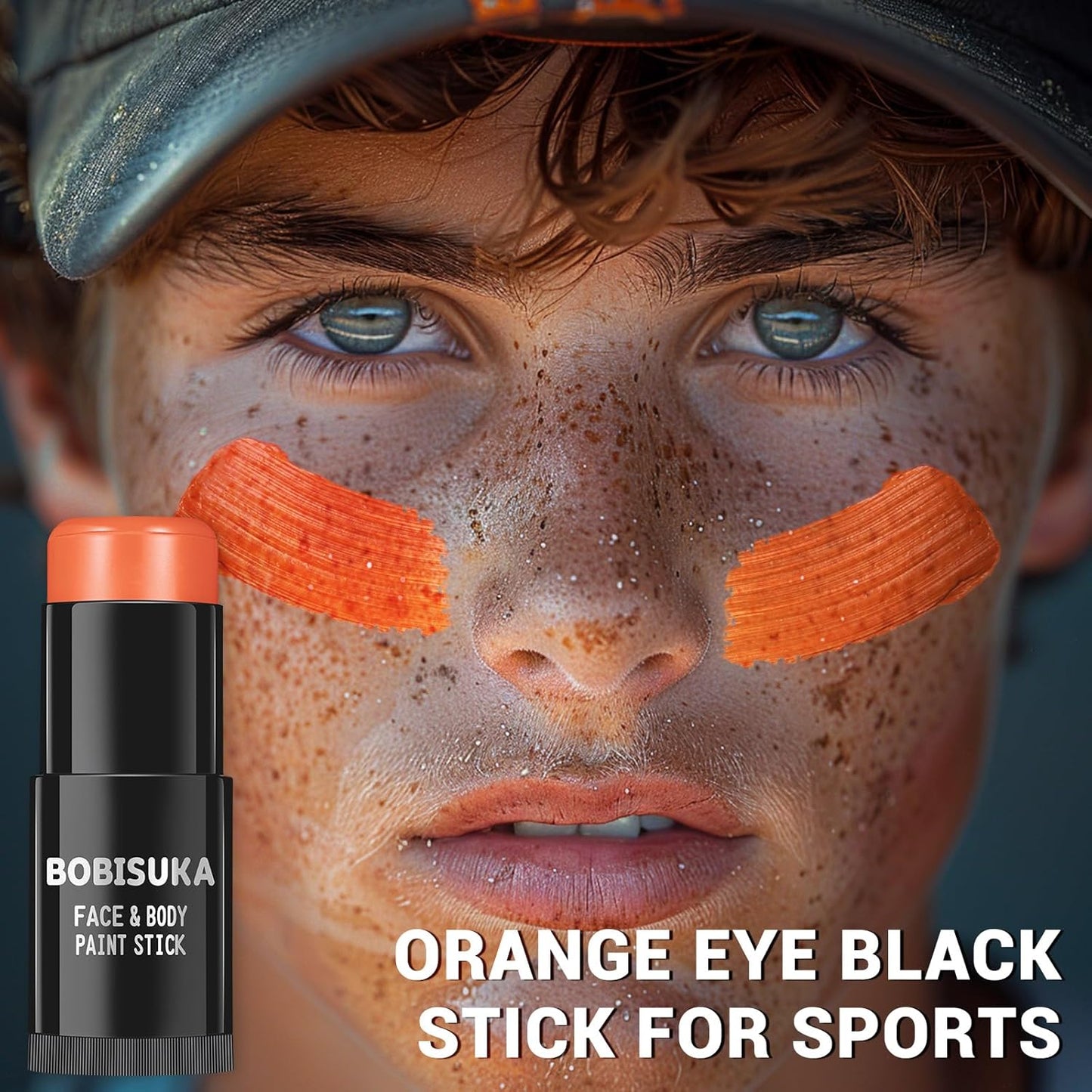 BOBISUKA Orange Body Paint Stick, Orange Eye Black Sticks for Sports, Waterproof Face Painting for Halloween Pumpkin Tiger SFX Cosplay Special Effects Costume Parties Stage Makeup