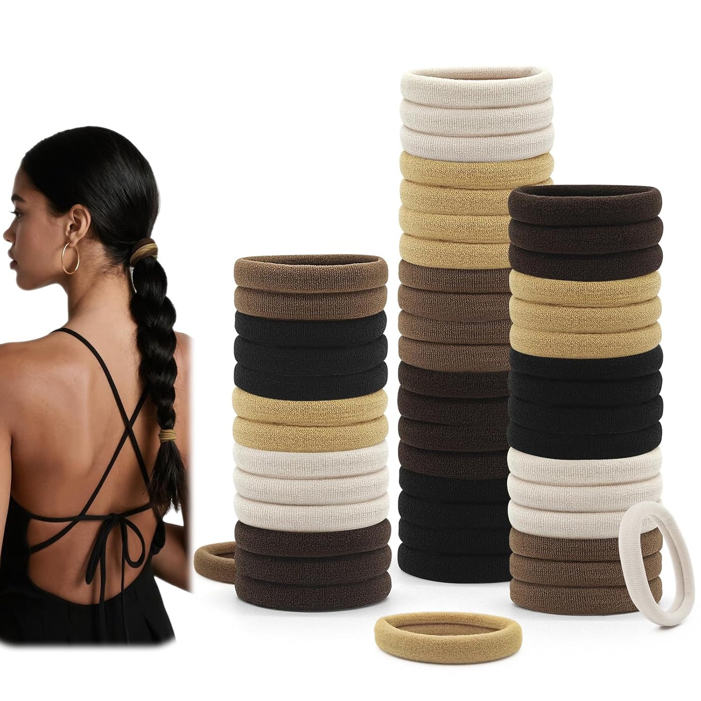 Dreamlover Hair Ties for Women, Ponytail Holders, Neutral Color, 50 Pieces