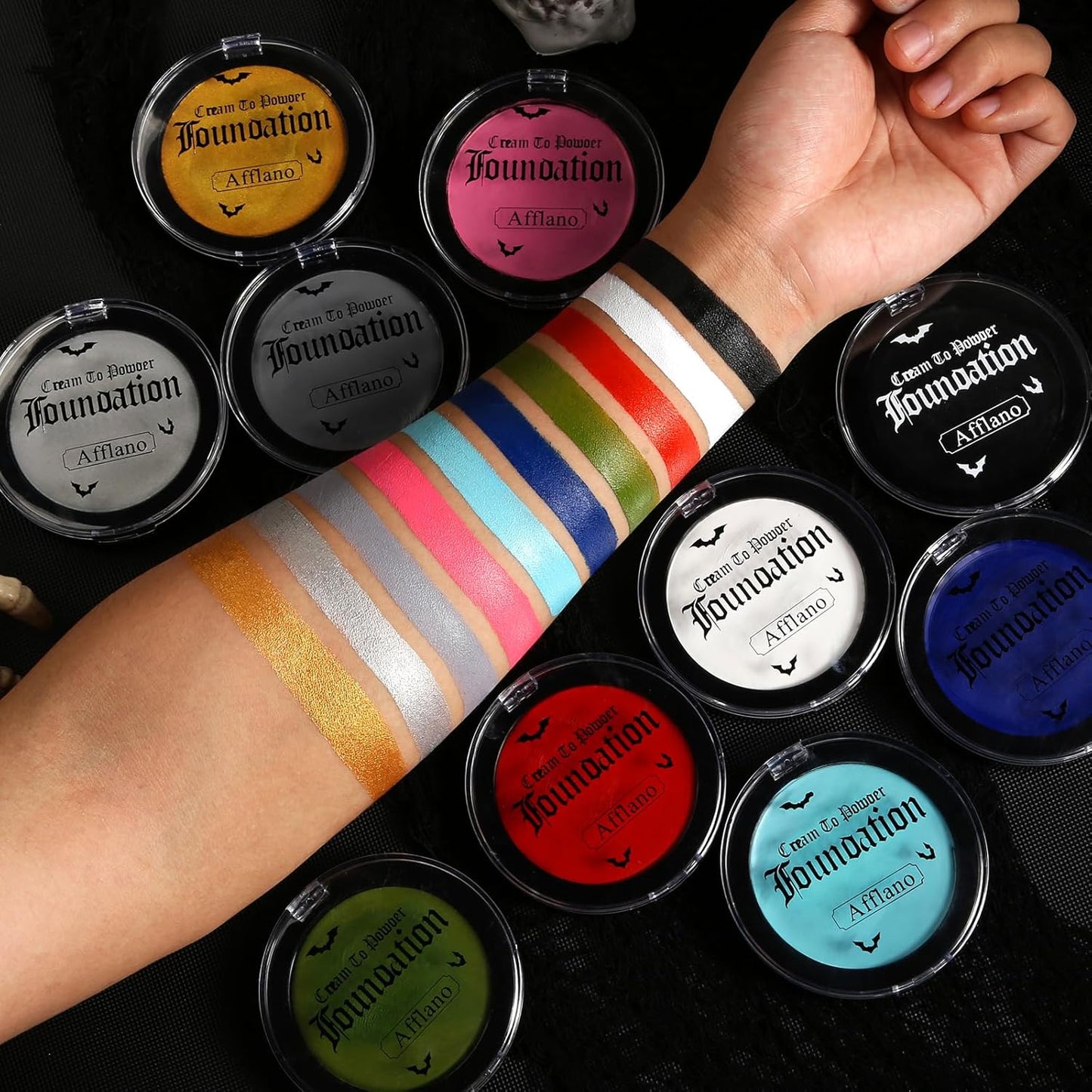 Gold Face Body Paint, Highly Pigmented Cream to Powder Metallic Gold Face Painting for Kids & Adults, Pro Non Toxic Shimmer Fine Powder & Highlighter Makeup for Halloween Cosplay, Art, Theater, Stage