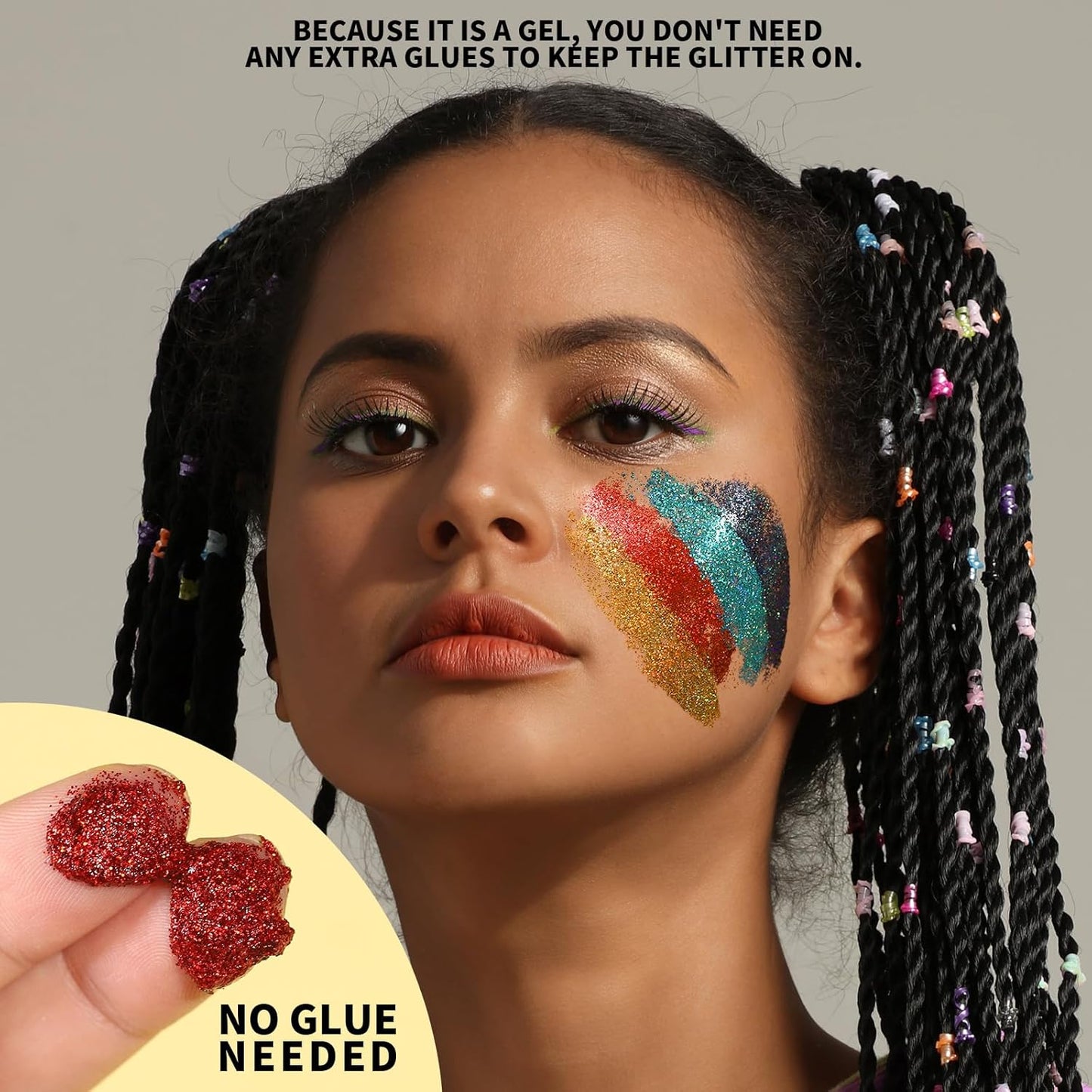 Teenitor Face Glitter Body Glitter Makeup Festival Glitter Gel, 12 Colors Face and Body Glitter Gel, Hair Glitter, Glitter for Face and Hair