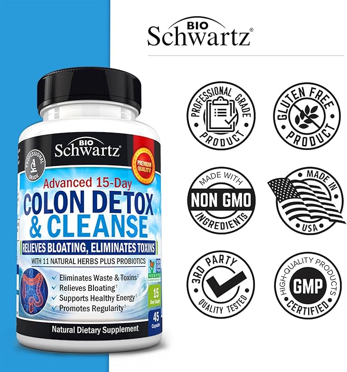 BioSchwartz 15 Day Cleanse for Colon and Gut Health Plus Hydrolyzed Collagen Peptides Powder (40+ Servings)