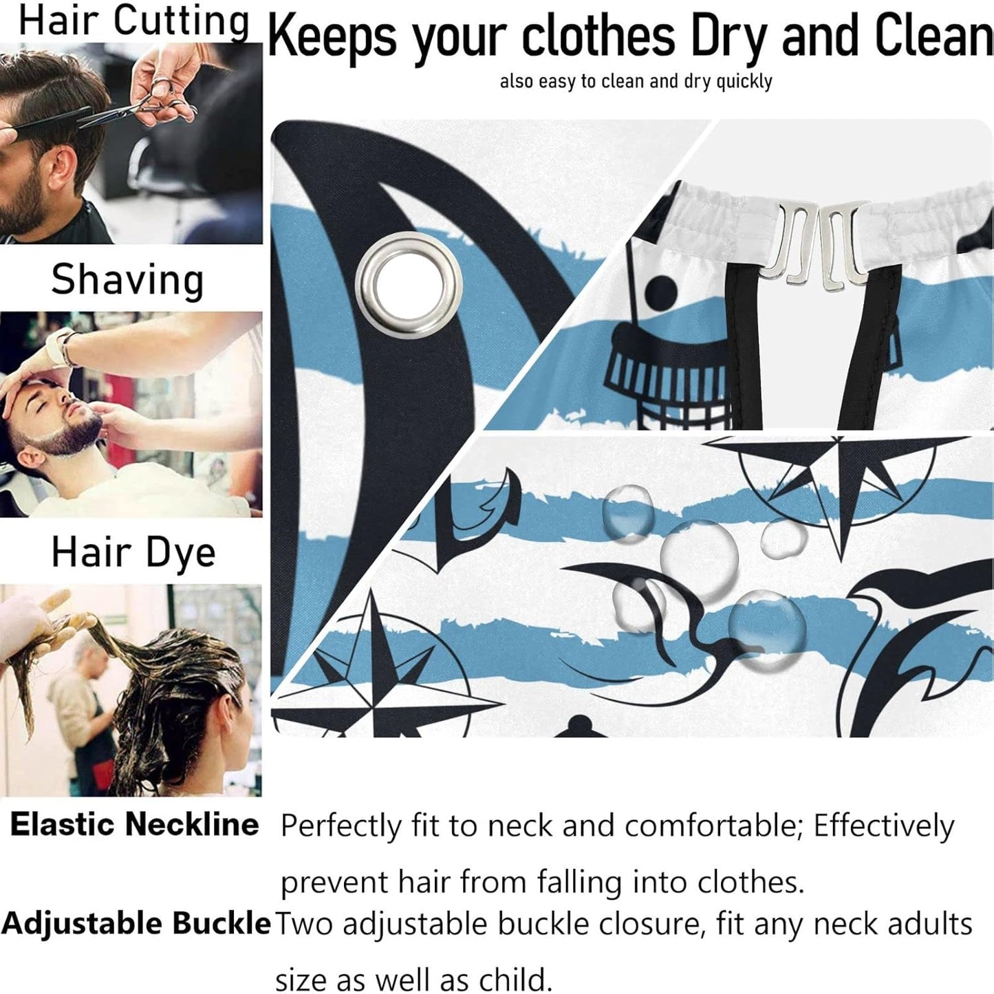 visesunny Barber Cape Sea Travel Polyester Hair Cutting Salon Cape Apron Anti-Static Haircut Water-Resistant Shaving Cloth Beard Shaving Bib Hairdressing Cape