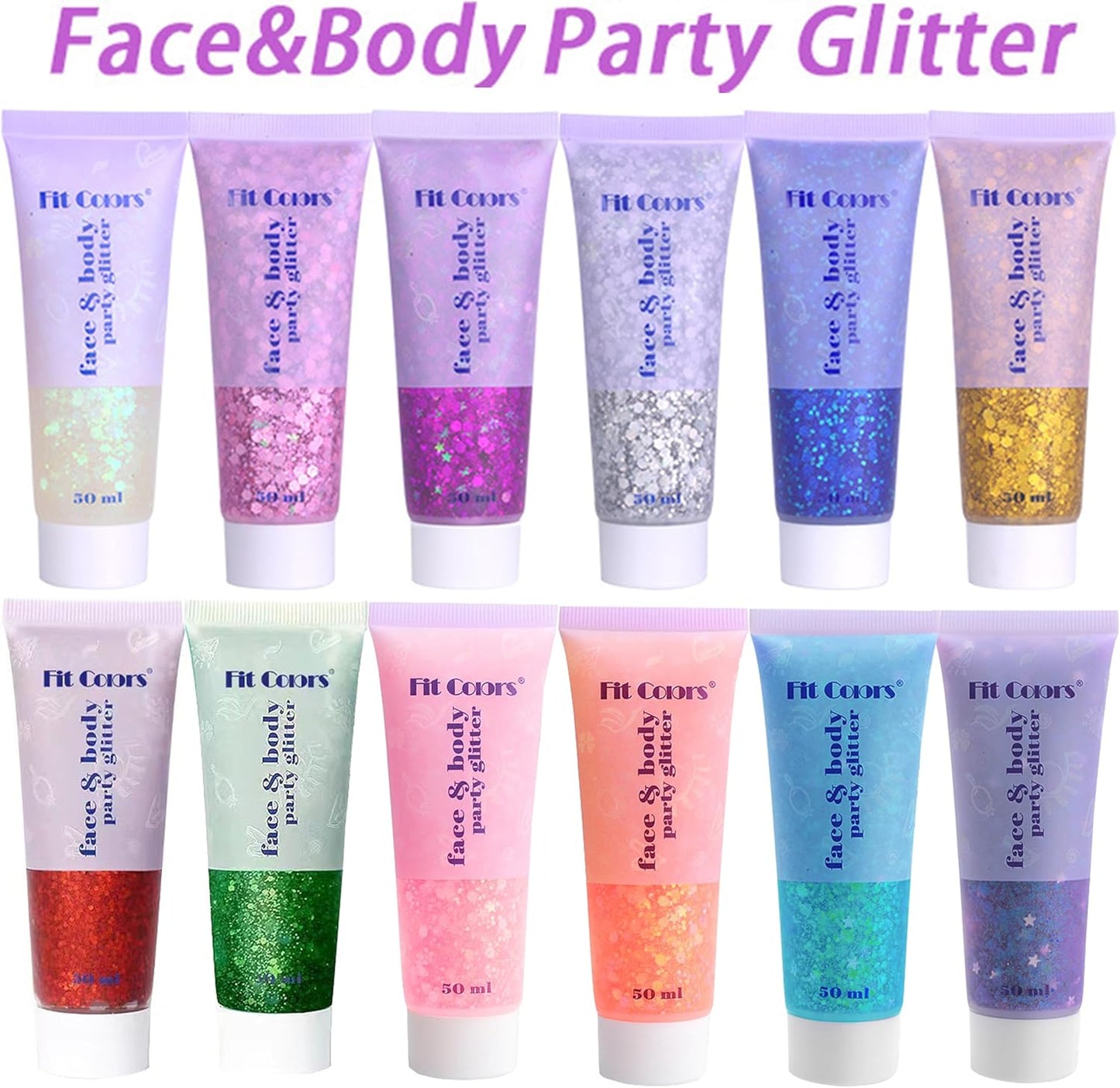 Light Purple Body Glitter, Mardi Gras Outfit for Women and Kids,Sparkly Holographic Party Festival Rave Mardi Gras Accessories for Carnival,Chunky Holographic Face Glitter Makeup