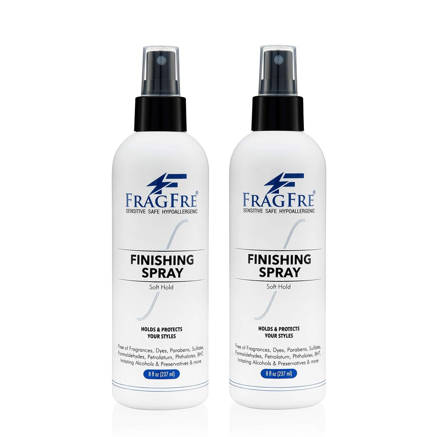 Hair Finishing Spray 8 oz (2-Pack Gift Set) - Fragrance Free Hypoallergenic Paraben Free - Hair Spray for Sensitive Skin - Flexible Soft Hold - Quick-Dry Denatured Alcohol - Vegan