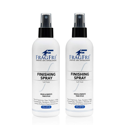 Hair Finishing Spray 8 oz (2-Pack Gift Set) - Fragrance Free Hypoallergenic Paraben Free - Hair Spray for Sensitive Skin - Flexible Soft Hold - Quick-Dry Denatured Alcohol - Vegan