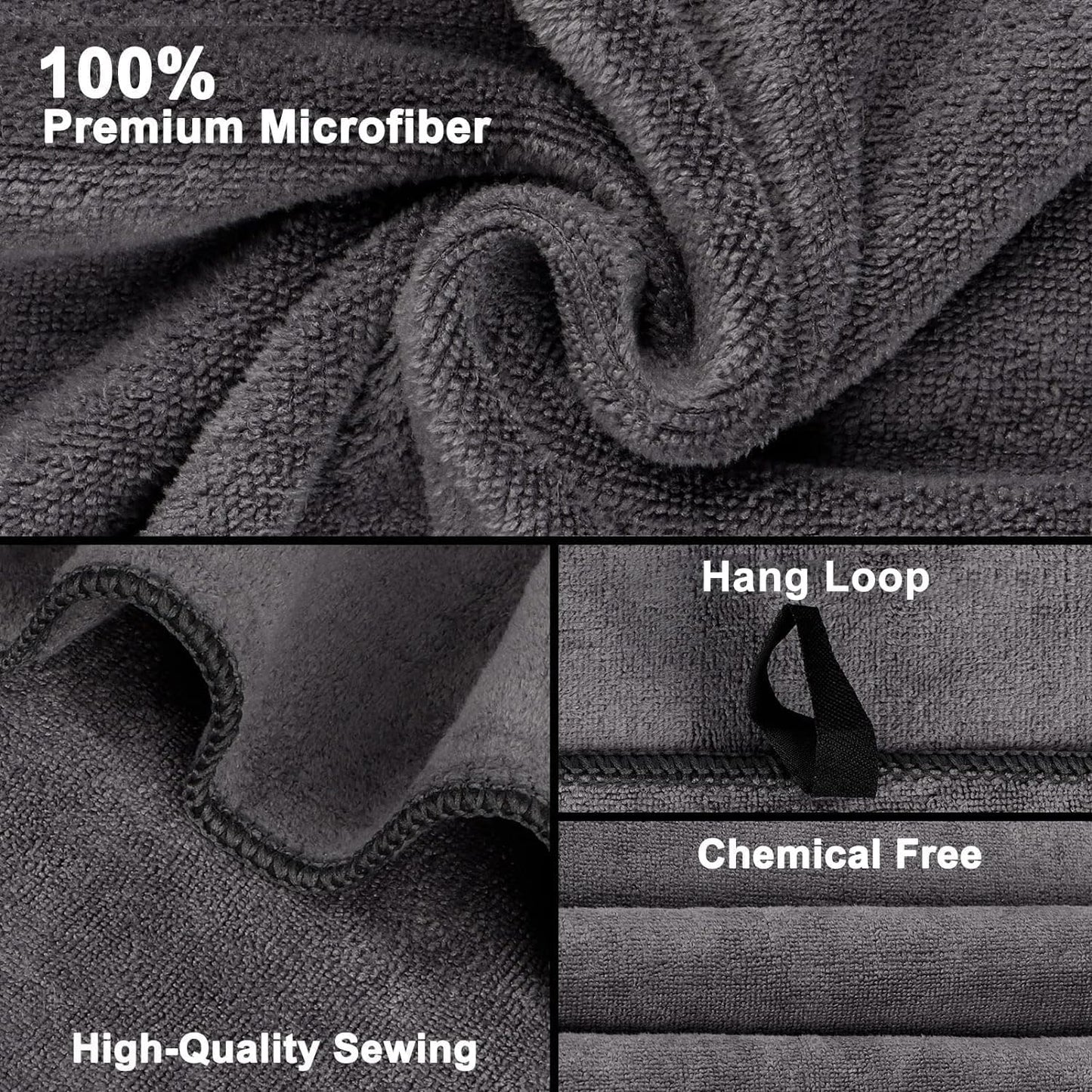 Orighty Bath Towels Pack of 2 - Soft Feel Grey Bath Towel Sets, Highly Absorbent Microfiber Towels for Body, Quick Drying, Microfiber Towel for Sport, Yoga, SPA, Fitness, (27’’ x 54’’)
