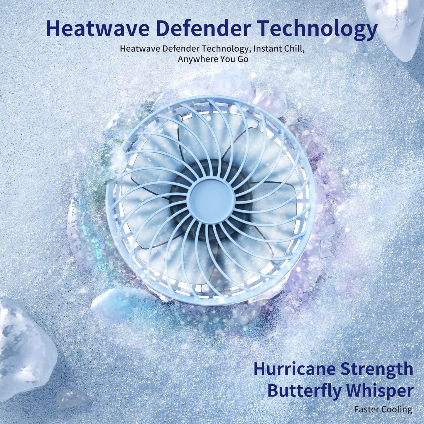 GEHEN Portable Pocket Fan, USB Rechargeable, Mini Fan with Mirror, 4 Gear Wind, Up to 15 Hours, Hand Fan with Powerful Cooling for Travel/Summer/Concerts/Lash, Gifts for Women(Blue)