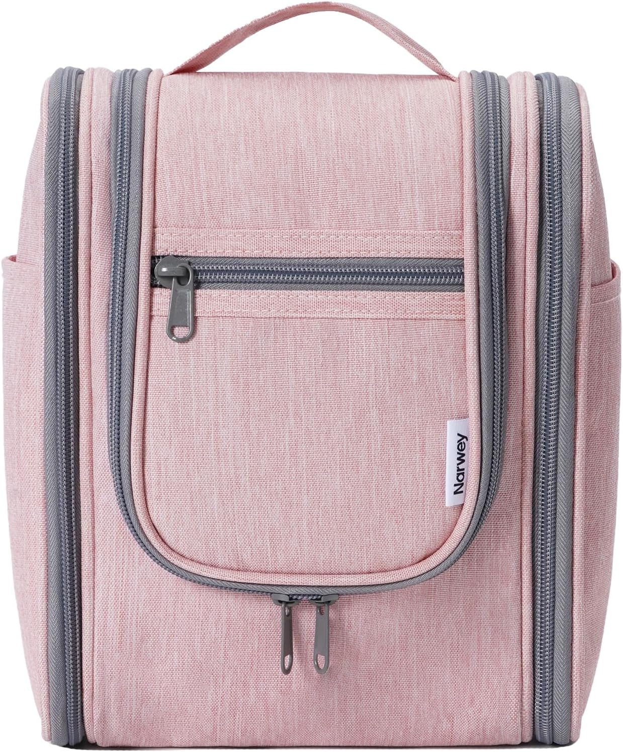 Narwey Small Hanging Toiletry Bag Women Travel Makeup Bag Organizer Toiletries Bag for Travel Size Essentials Accessories Cosmetics (Medium, Pink)