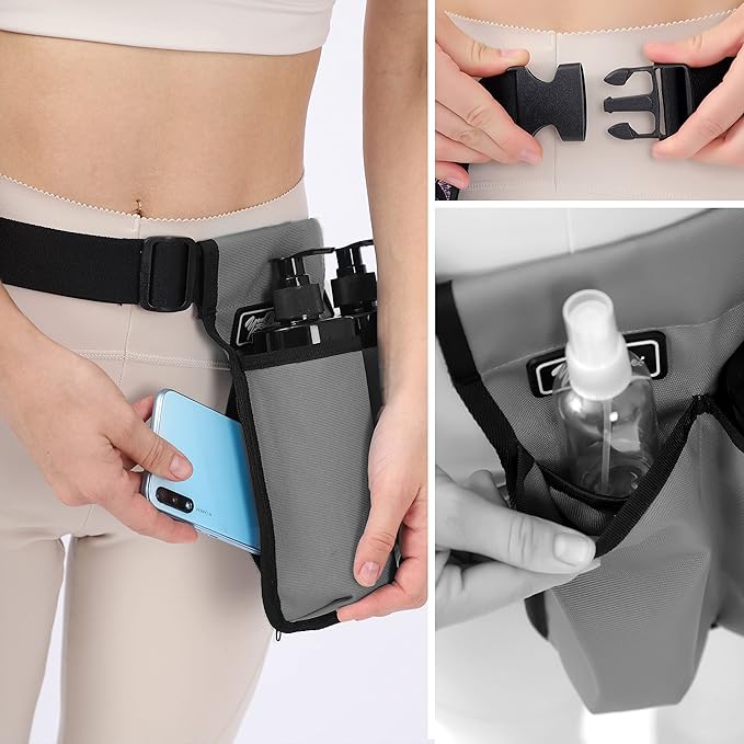 Massage Bottle Holster -2 Adjustable Massage oil Bottle Pack (2 Bottle, Grey)