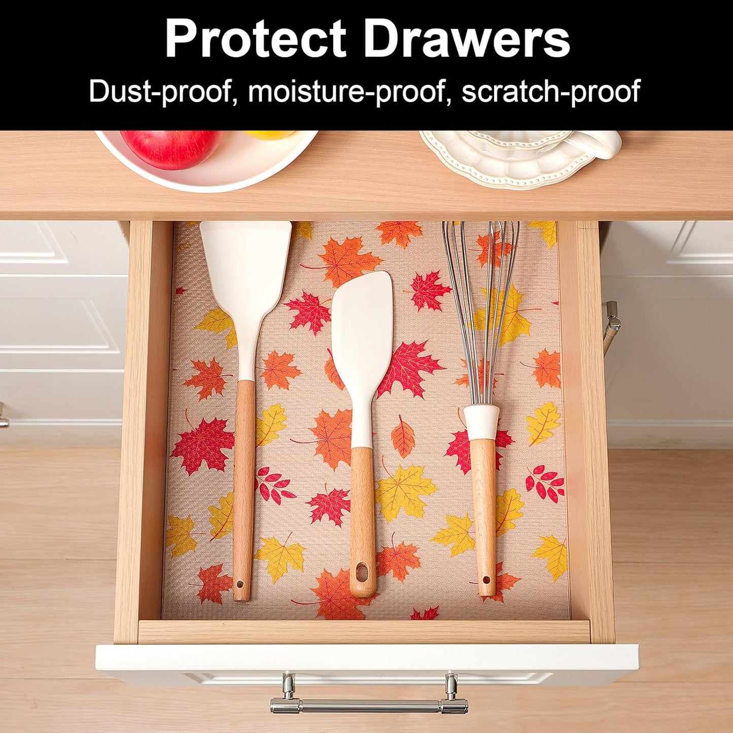 Cooyes Shelf Paper for Kitchen Cabinets Non Adhesive, Waterproof & Oil-Proof Kitchen Drawer Liner for Refrigerator Drawer Fridge Cupboard, (23.6 Inch W x 236 Inch L, Pumpkin Orange)